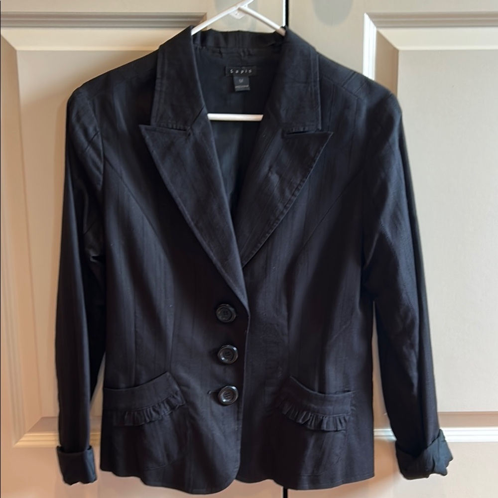Lapis Black Summer Skirt Suit